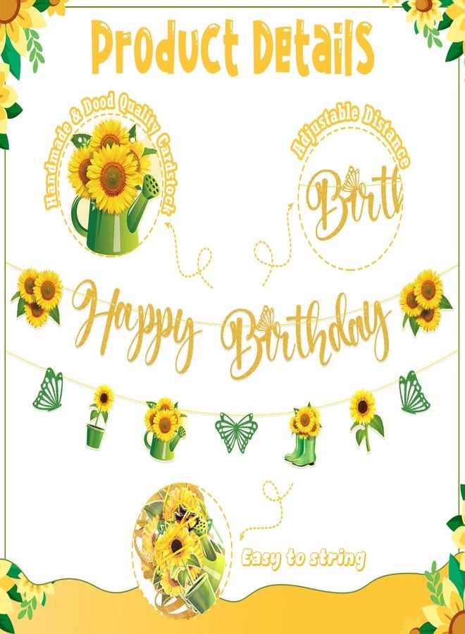 JCOOS Sunflower Party Decorations - Sunflower Birthday Party Decorations Include Balloons Banner Cake Toppers Stickers Sunflower Birthday Decorations for Women and Girls - Image 2